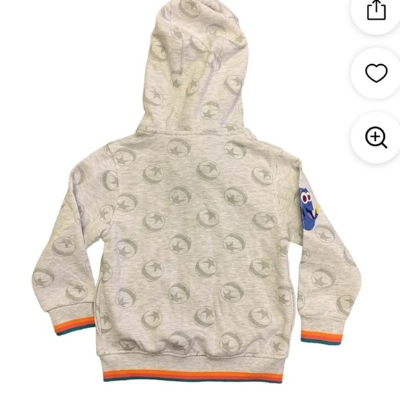 Kids Gray Pixar/Disney Hoodie with Lighting McQueen zipper pull.  size 7 - Picture 2 of 8